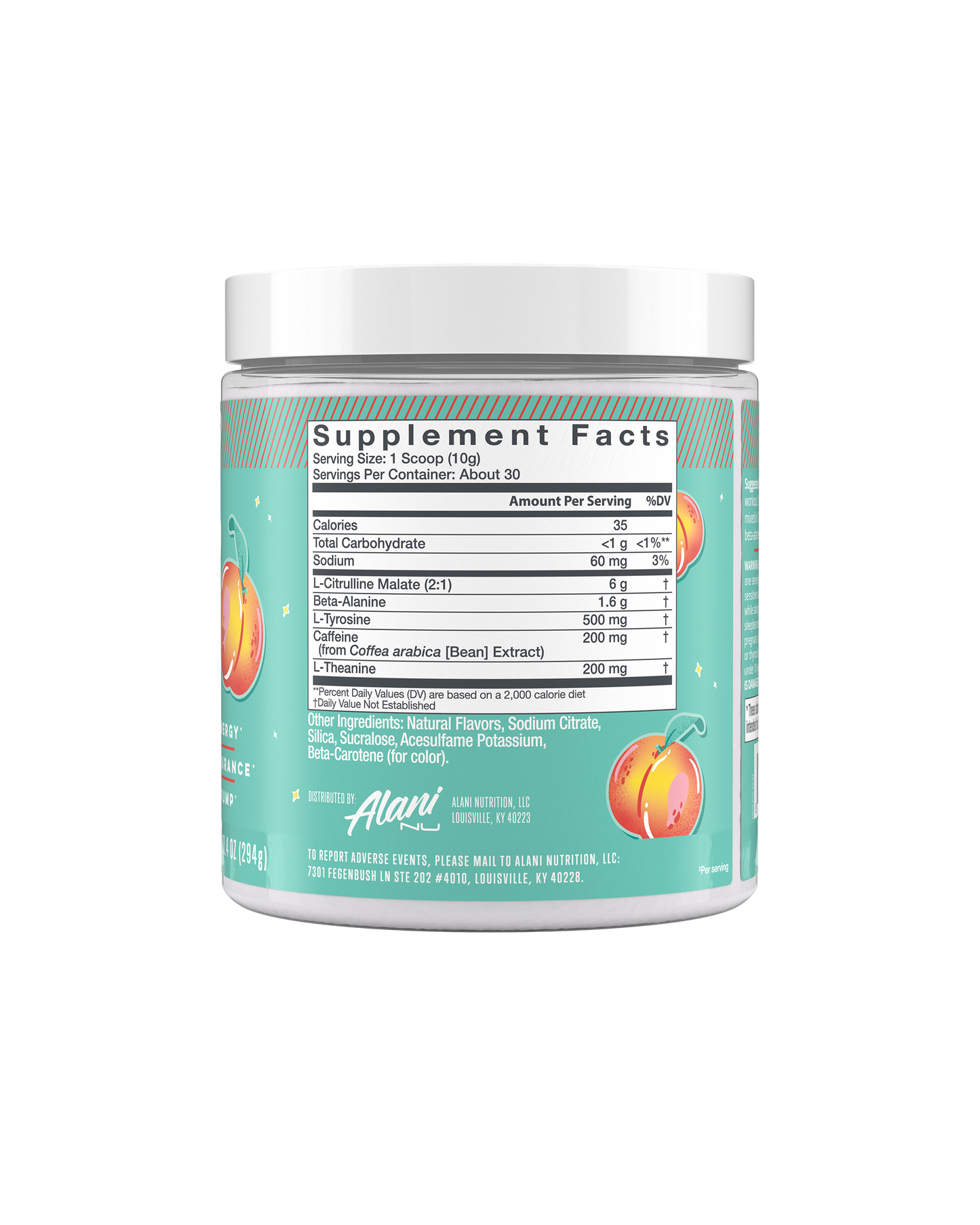 Alani Nu Juicy Peach Pre-Workout — 30 Servings