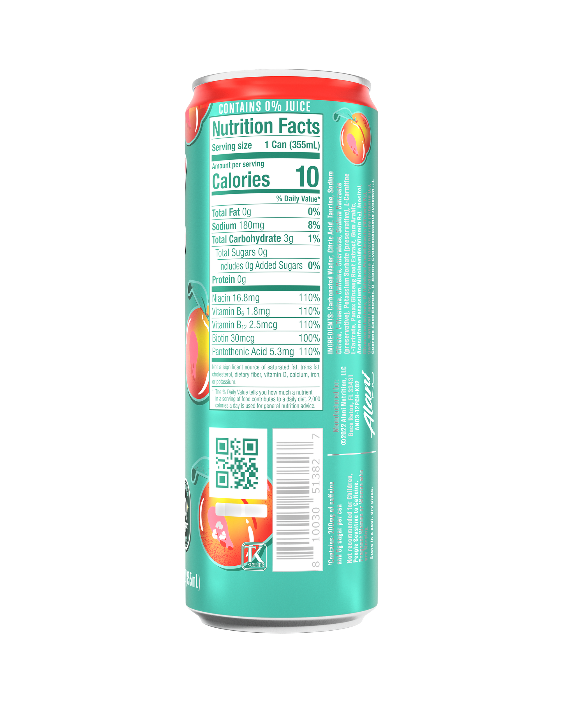 Alani Nu Juicy Peach Energy Drink — 12 Pack
