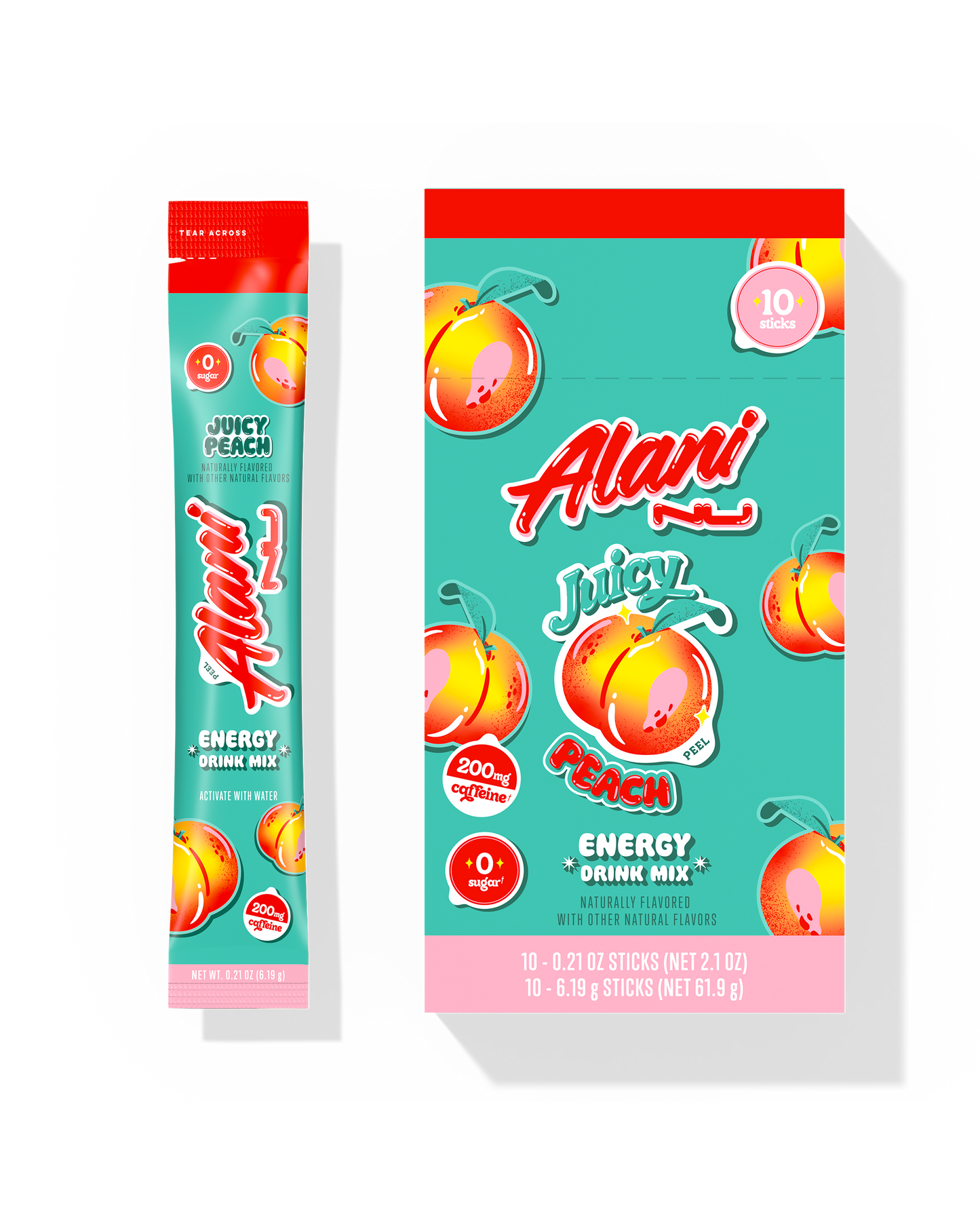 Alani Nu Juicy Peach Energy Sticks — 10 Pack