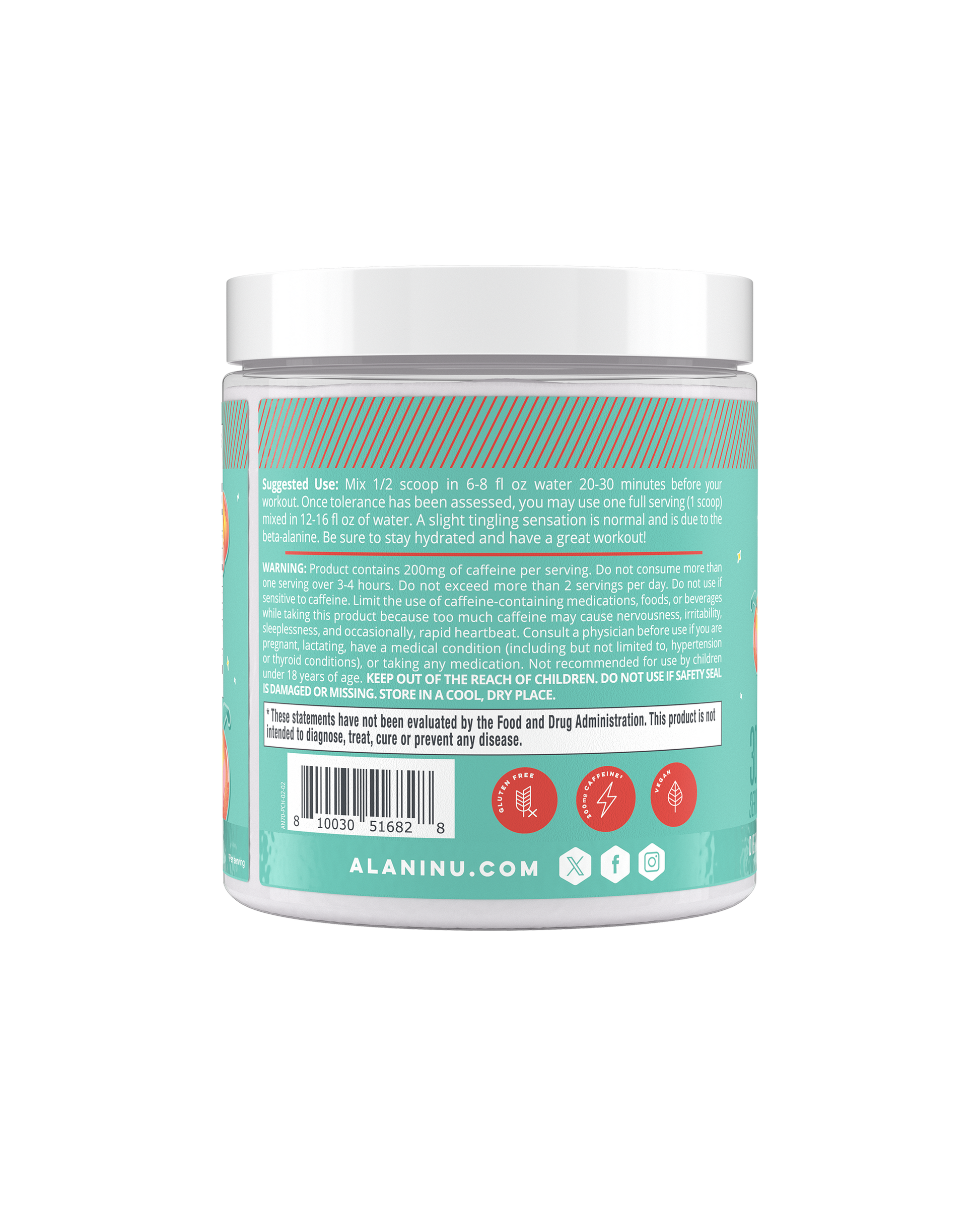Alani Nu Juicy Peach Pre-Workout — 30 Servings