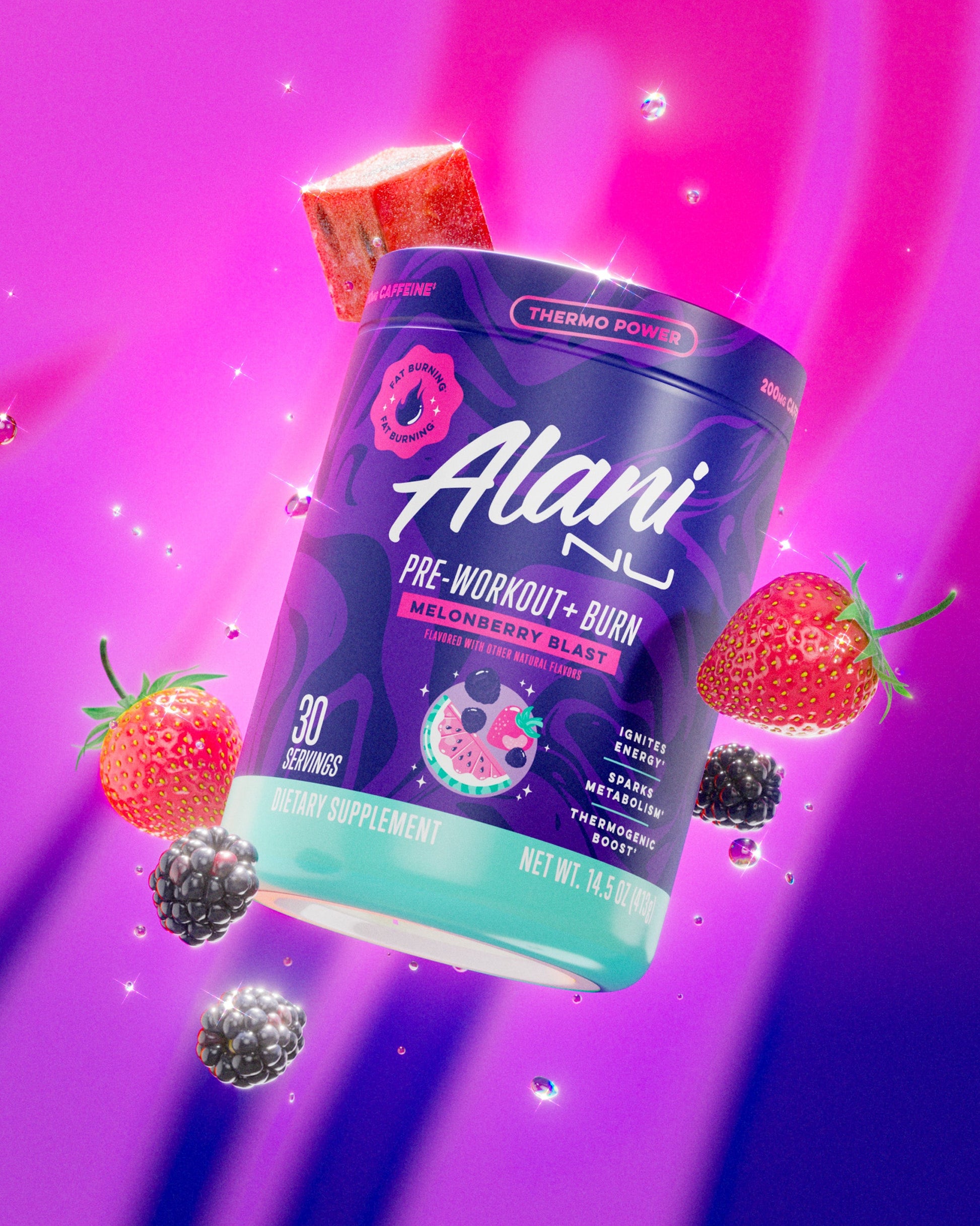 Alani Nu Melonberry Blast Pre-Workout+ Burn — 30 Servings
