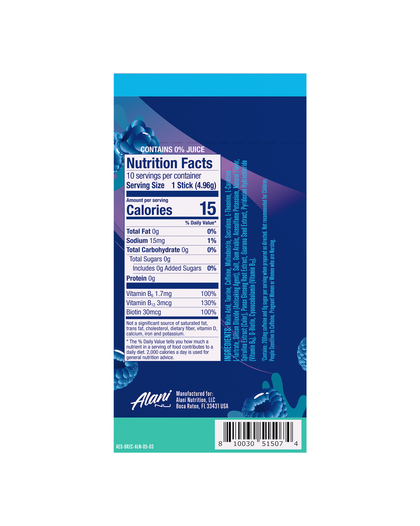 Alani Nu Breezeberry Energy Sticks — 10 Pack