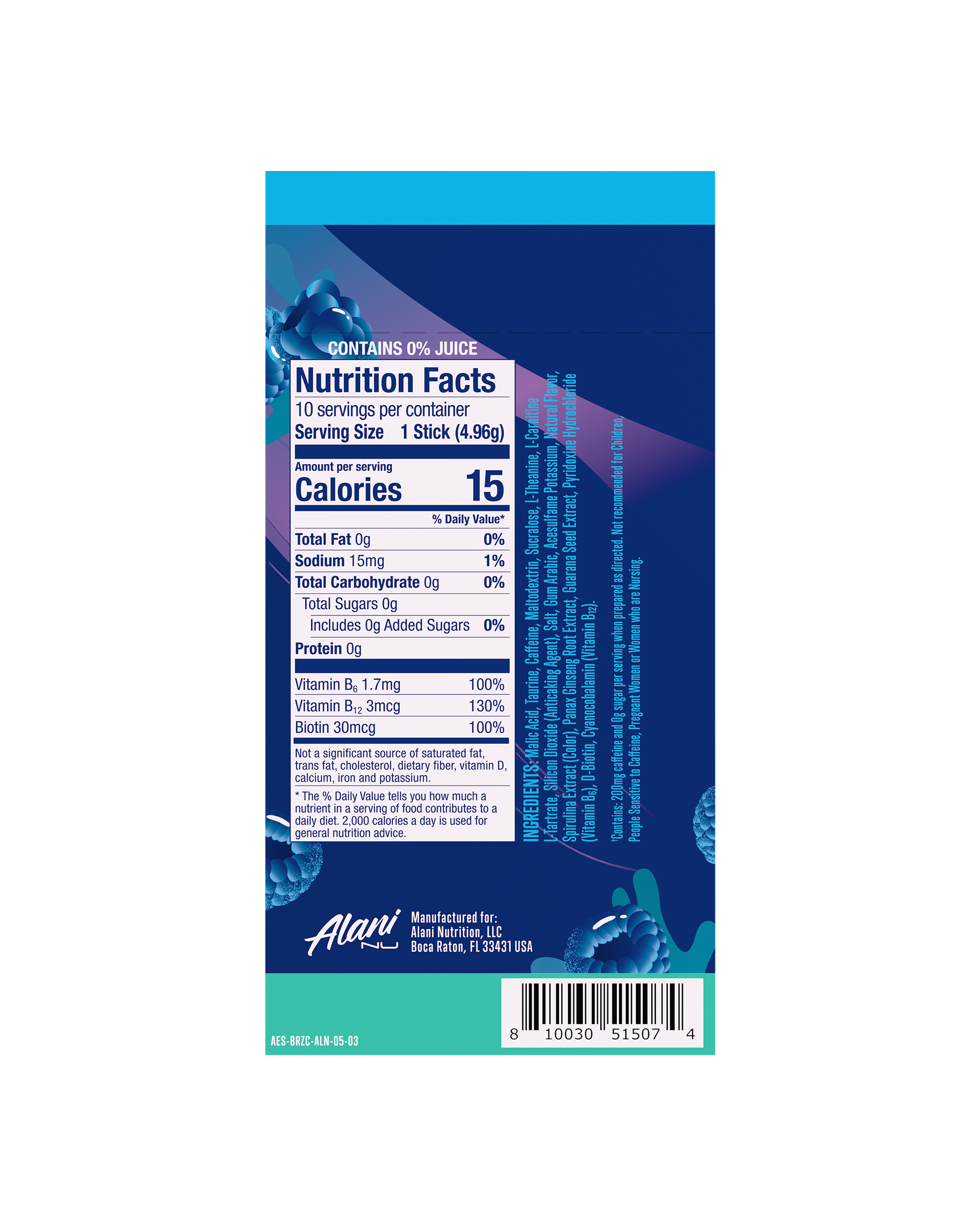 Alani Nu Breezeberry Energy Sticks — 10 Pack
