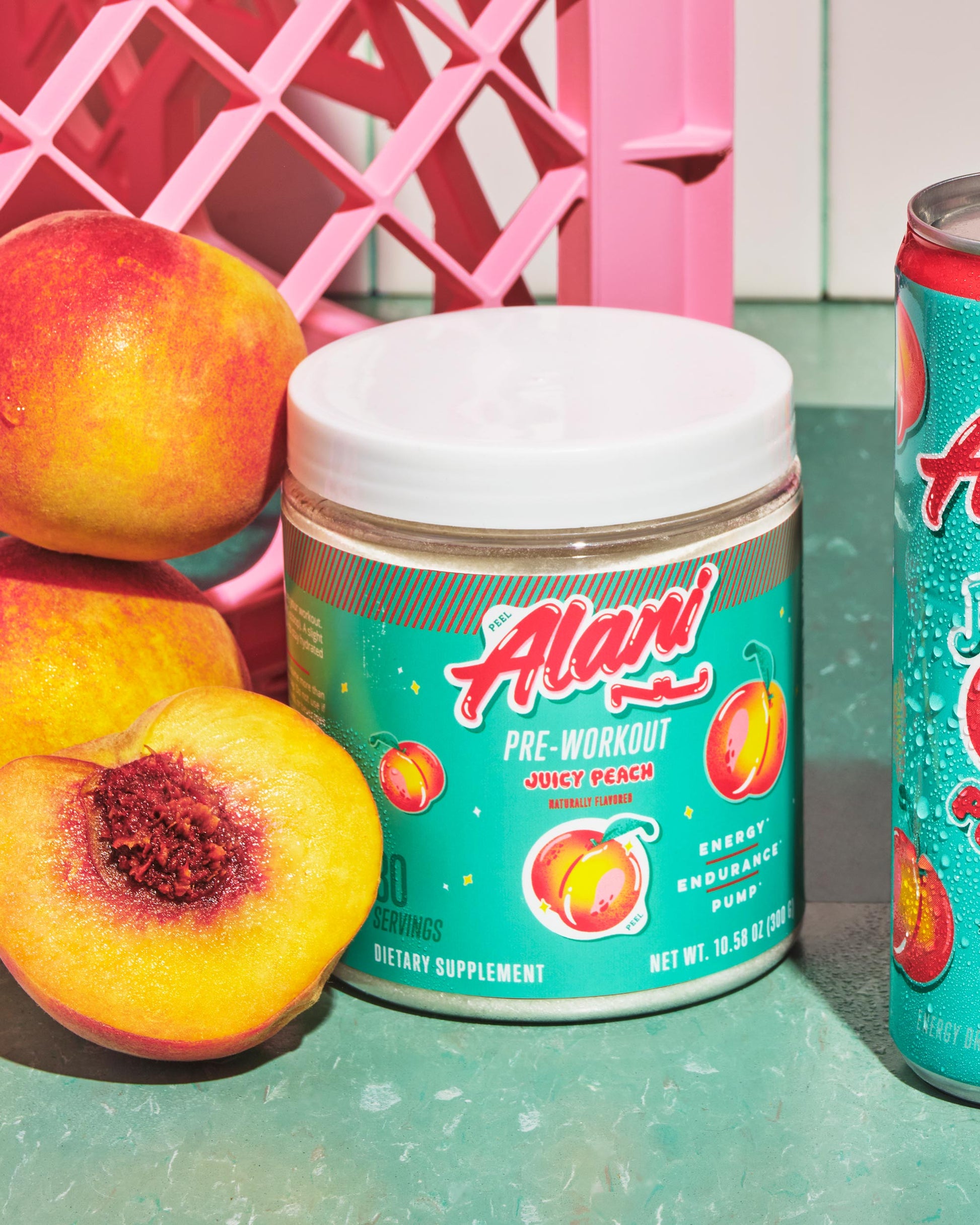 Alani Nu Juicy Peach Pre-Workout — 30 Servings