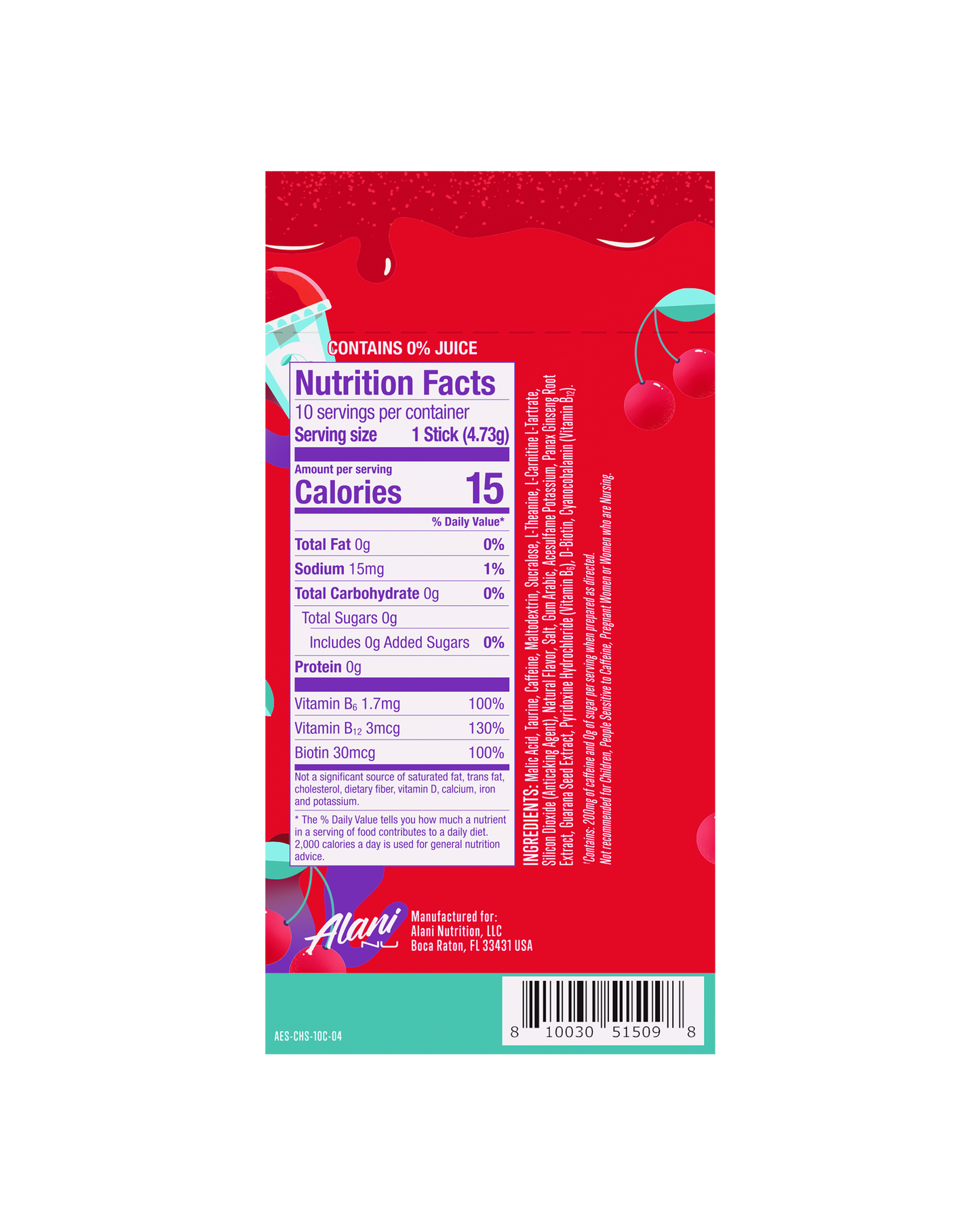 Alani Nu Cherry Slush Energy Sticks — 10 Pack
