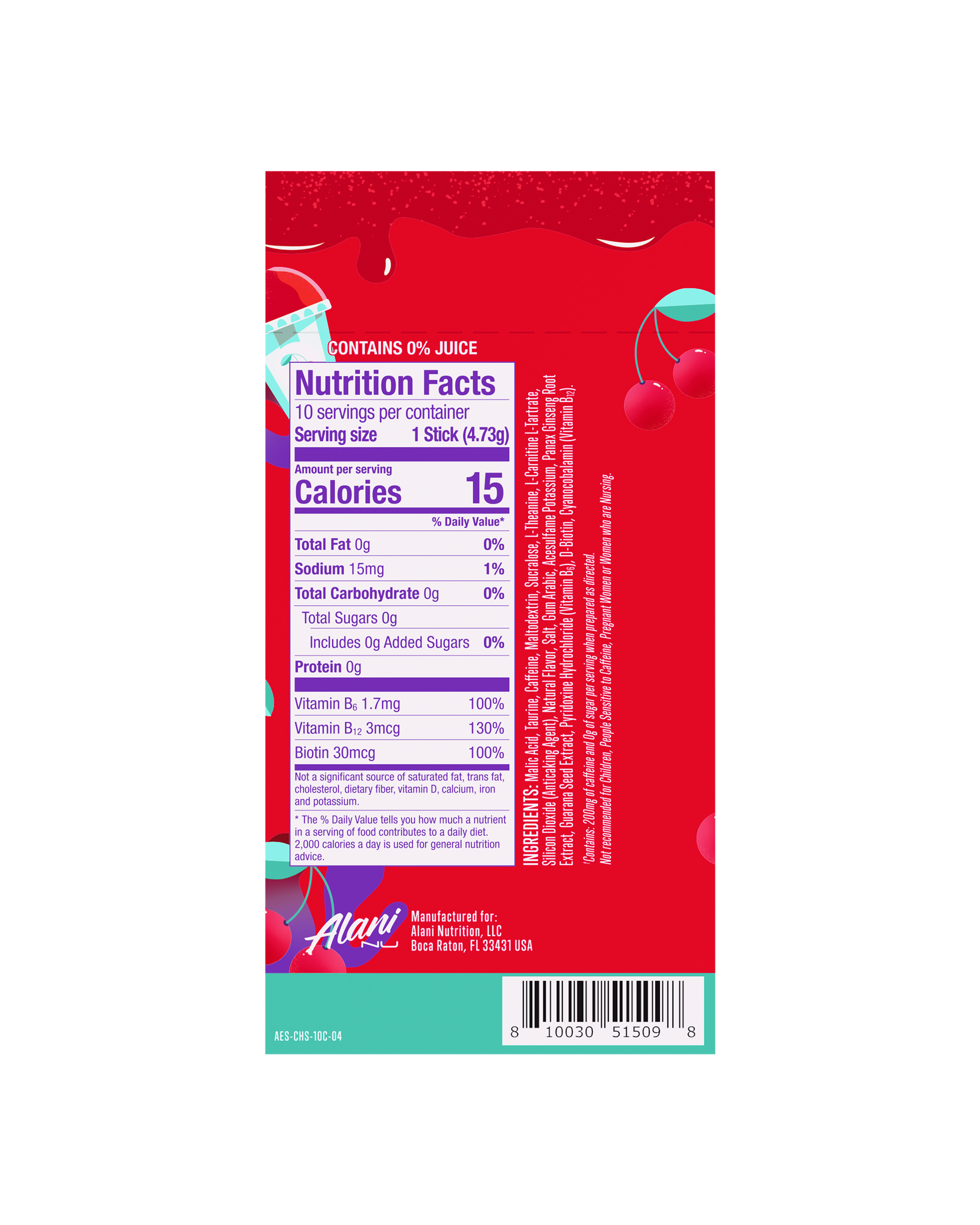 Alani Nu Cherry Slush Energy Sticks — 10 Pack