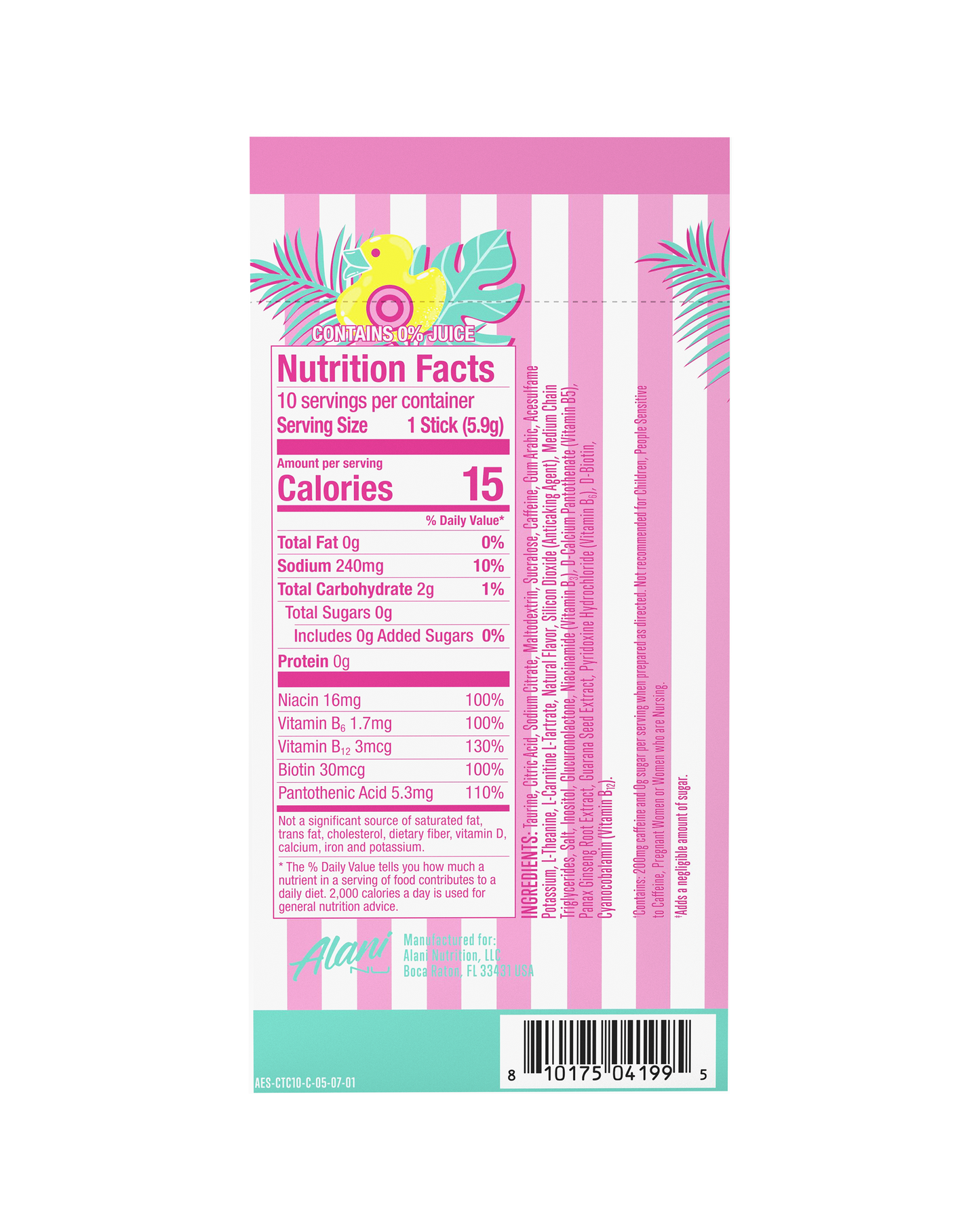 Alani Nu Cotton Candy Energy Sticks — 10 Pack