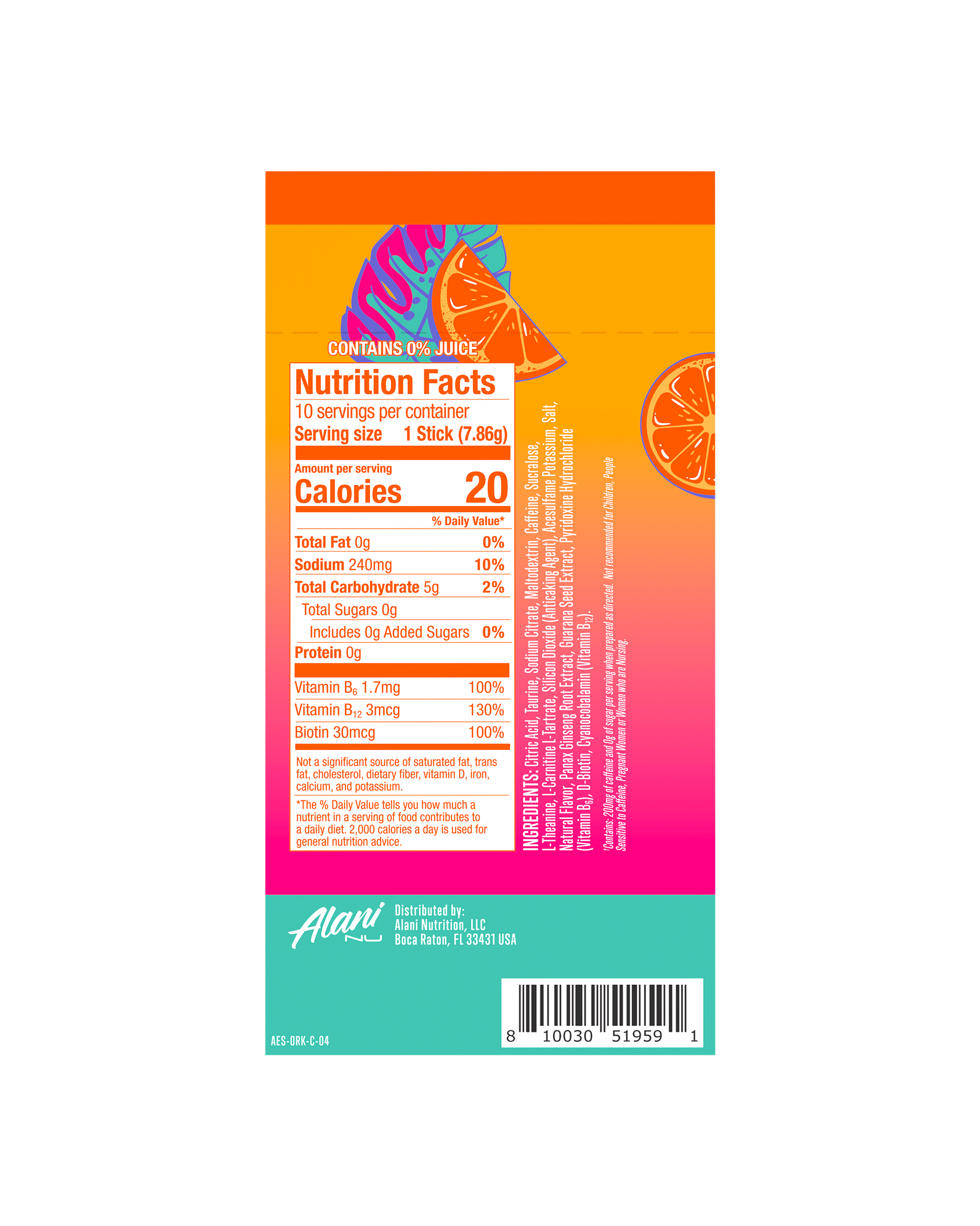 Alani Nu Orange Kiss Energy Sticks — 10 Pack