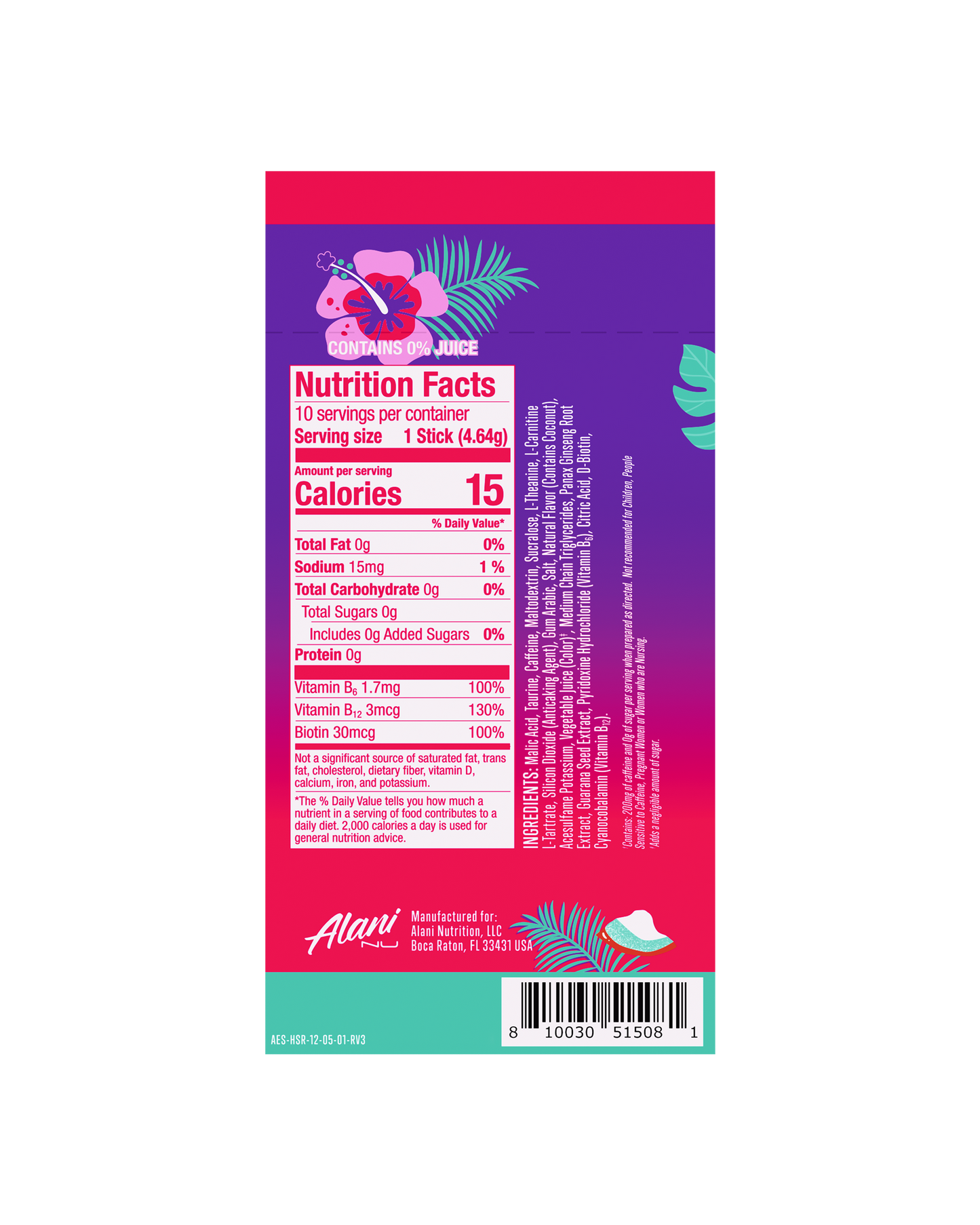 Alani Nu Hawaiian Shaved Ice Energy Sticks — 10 Pack