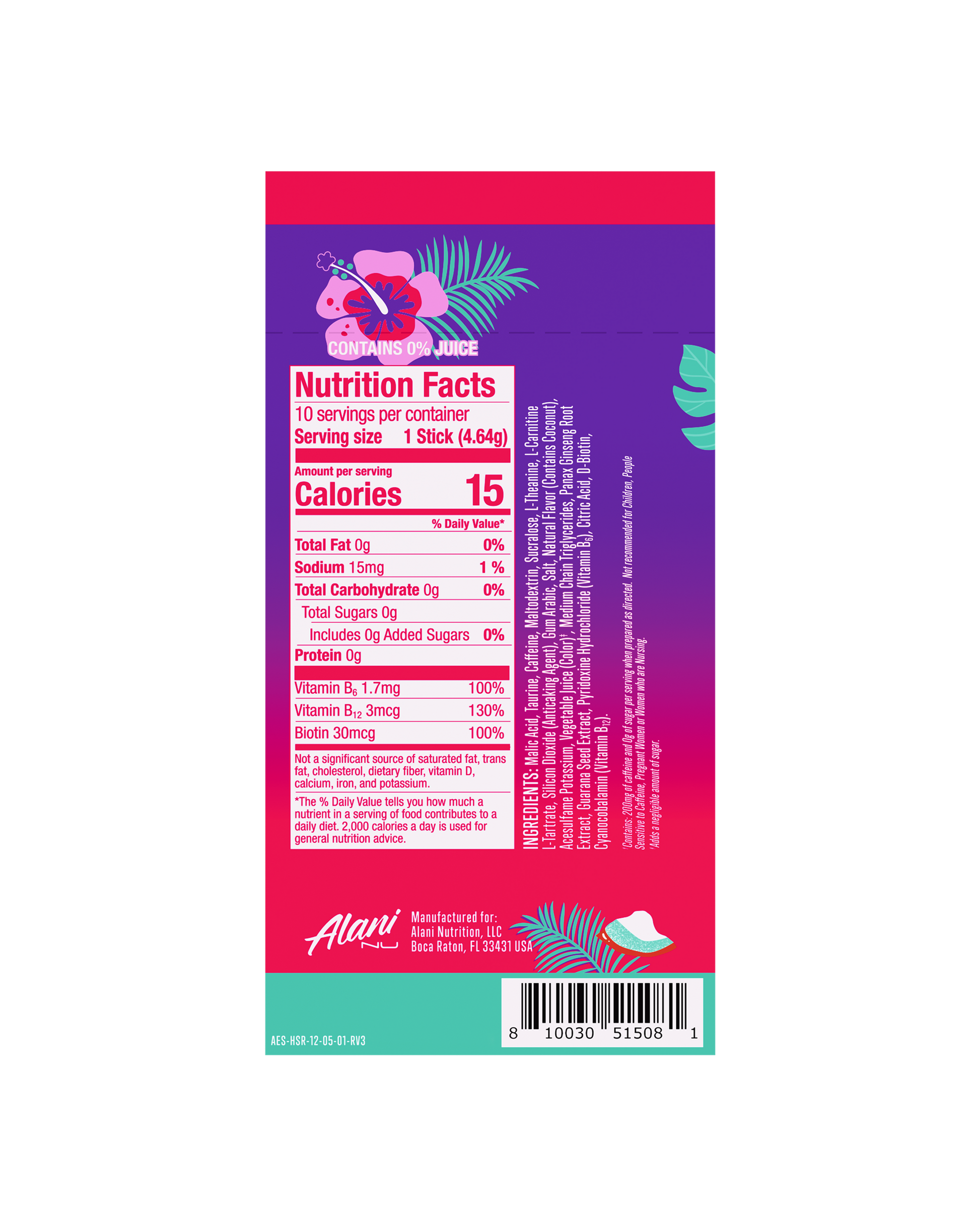 Alani Nu Hawaiian Shaved Ice Energy Sticks — 10 Pack